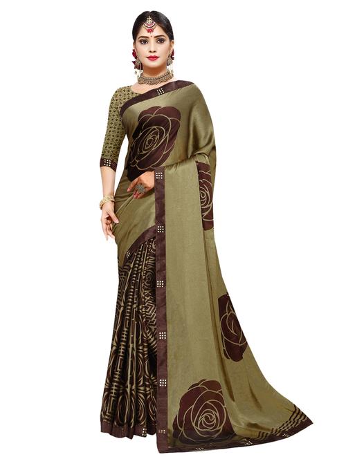 floral printed saree with blouse - 17153153 - Very Small Image - 1