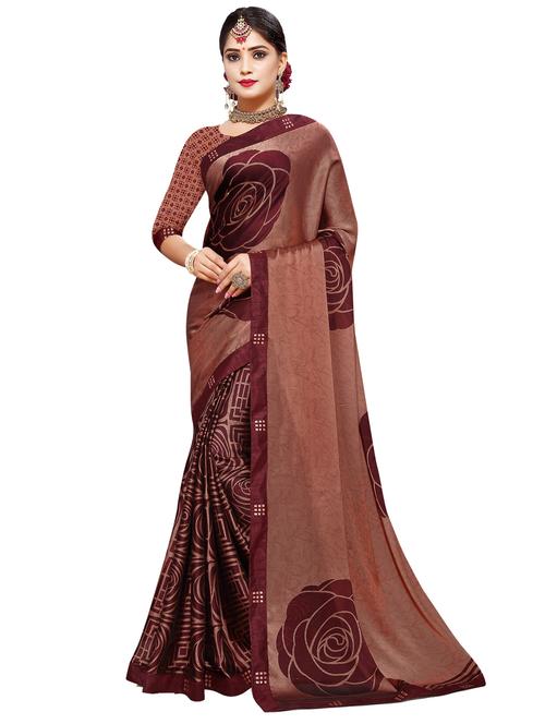 floral printed saree with blouse - 17153154 - Very Small Image - 1
