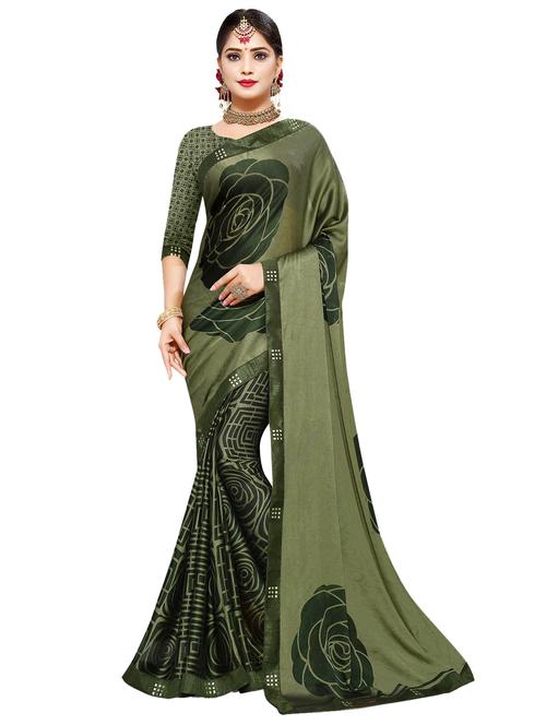 floral printed saree with blouse - 17153155 - Very Small Image - 1