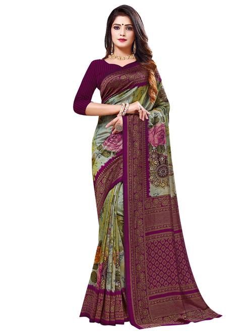 floral printed saree with blouse - 17153160 - Very Small Image - 1