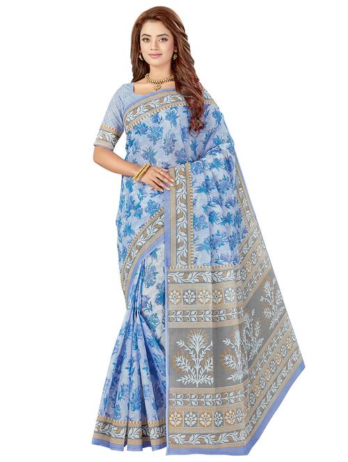floral printed saree with blouse - 17153176 - Very Small Image - 1