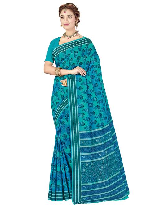 ethnic motif printed saree with blouse - 17153181 - Very Small Image - 1