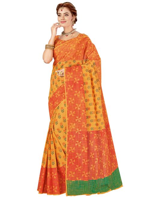 floral printed saree with blouse - 17153185 - Very Small Image - 1