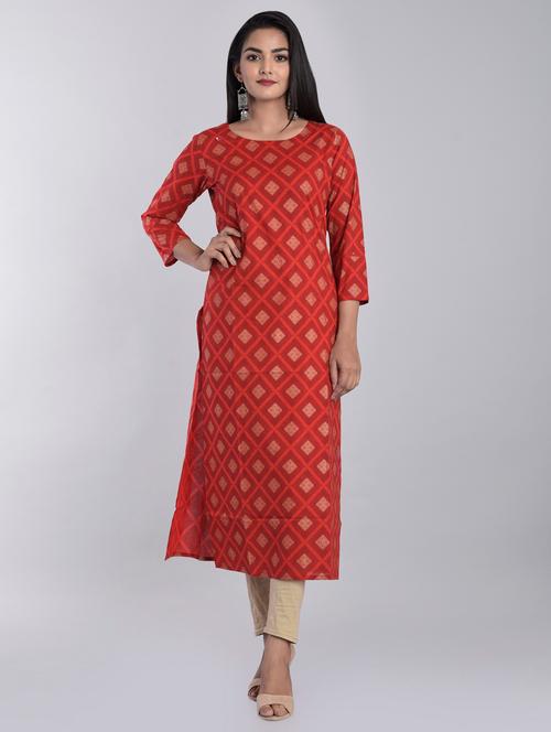 printed straight kurta - 17153235 - Very Small Image - 1