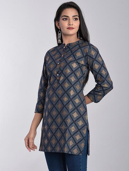printed straight kurti - 17153251 - Very Small Image - 1