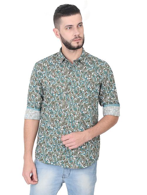 green paisley print casual shirt - 17153333 - Very Small Image - 1
