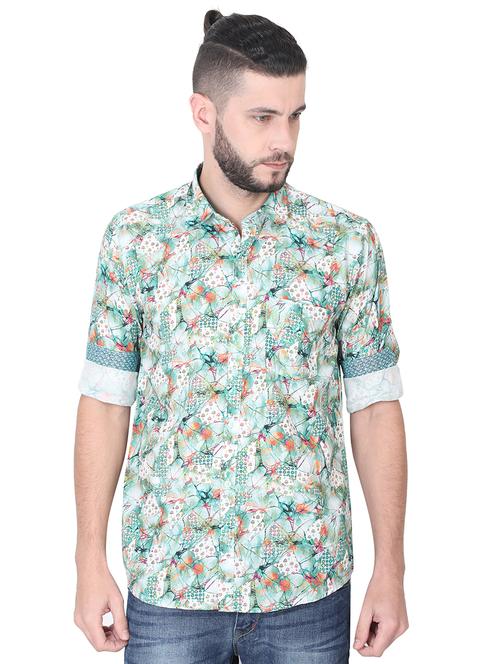 green floral print casual shirt - 17153334 - Very Small Image - 1