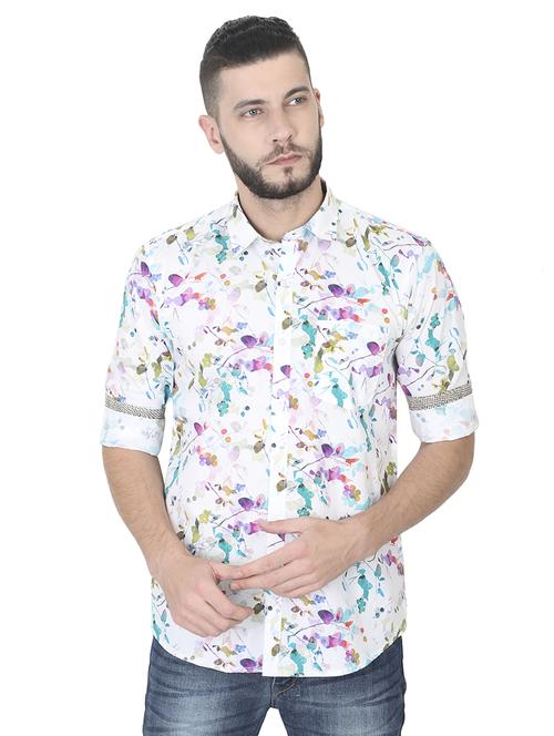 white floral print casual shirt - 17153344 - Very Small Image - 1
