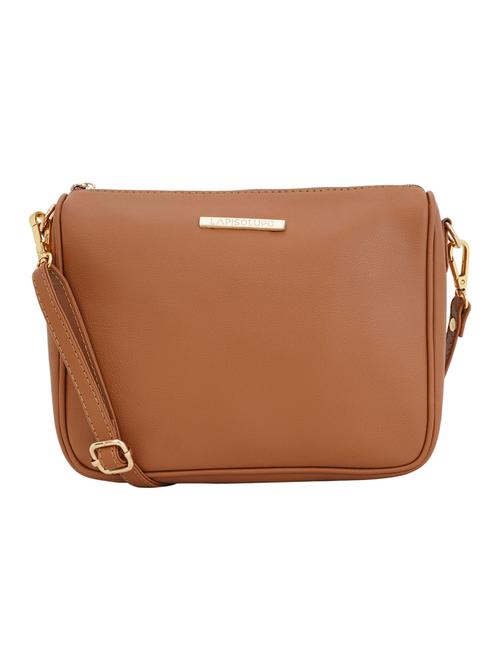 tan leatherette (pu) sling bag - 17153606 - Very Small Image - 1