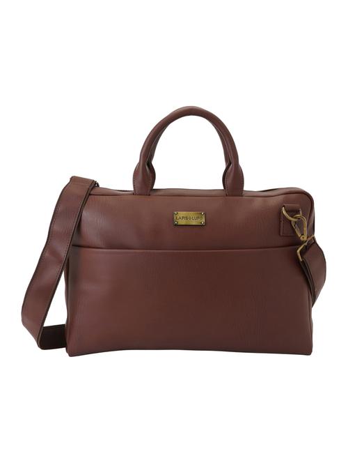 tan leatherette (pu) regular laptop bag - 17153618 - Very Small Image - 1