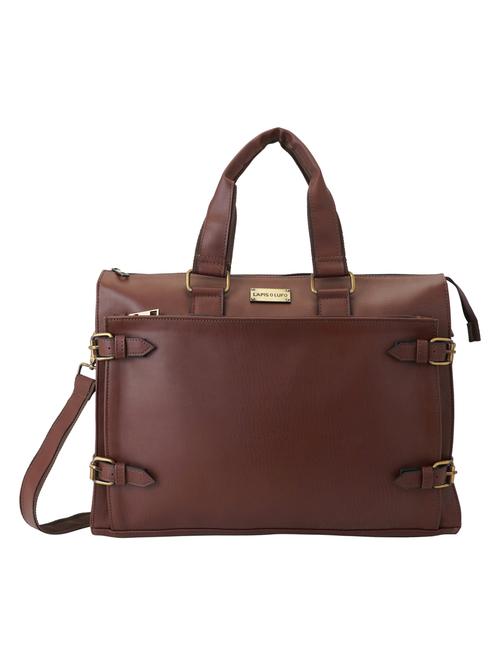 tan leatherette (pu) regular laptop bag - 17153620 - Very Small Image - 1