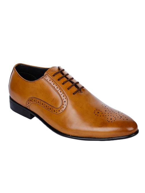 tan faux leather laceup derbies - 17153906 - Very Small Image - 1
