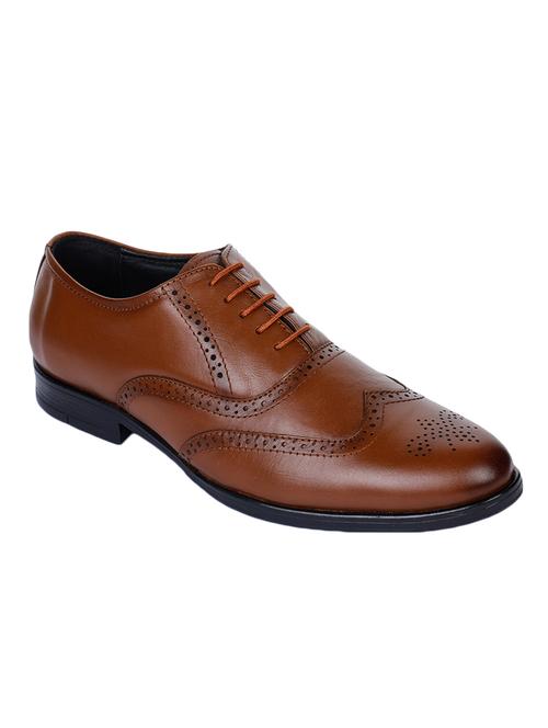 tan faux leather laceup derbies - 17153914 - Very Small Image - 1