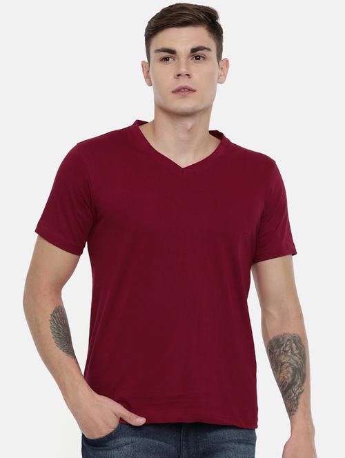 maroon solid t-shirt - 17154259 - Very Small Image - 1