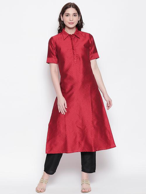 checkered a-line kurta - 17154405 - Very Small Image - 1