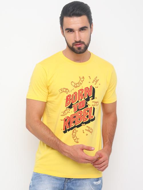 yellow front print t-shirt - 17154428 - Very Small Image - 1