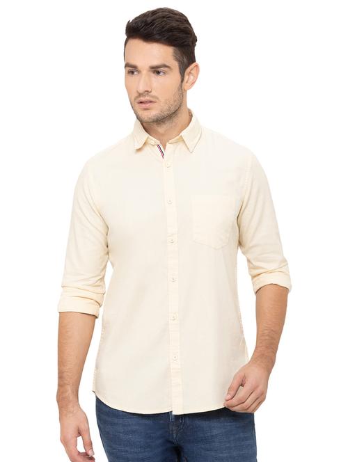cream solid casual shirt - 17154776 - Very Small Image - 1