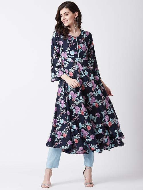 floral flared kurta - 17154837 - Very Small Image - 1