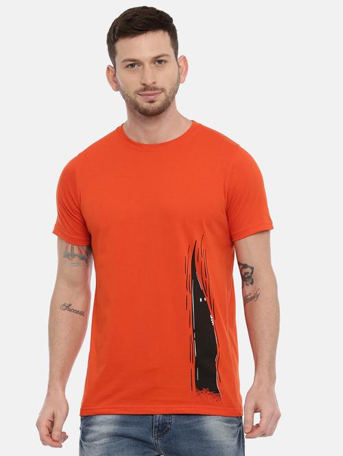 orange front print t-shirt - 17154909 - Very Small Image - 1