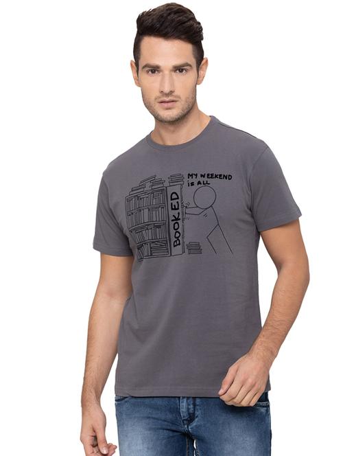 grey chest print t-shirt - 17154936 - Very Small Image - 1