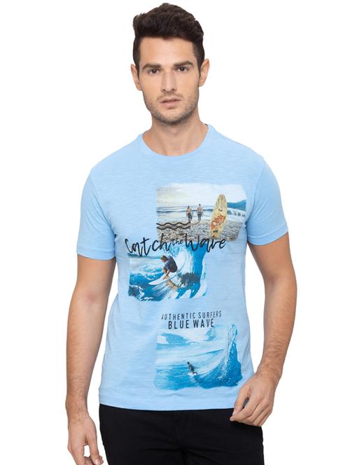 light blue front print t-shirt - 17154939 - Very Small Image - 1