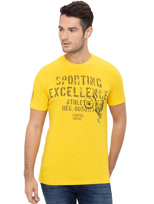 yellow chest print t-shirt - 17154959 - Very Small Image - 1