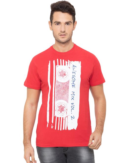 red front print t-shirt - 17154967 - Very Small Image - 1