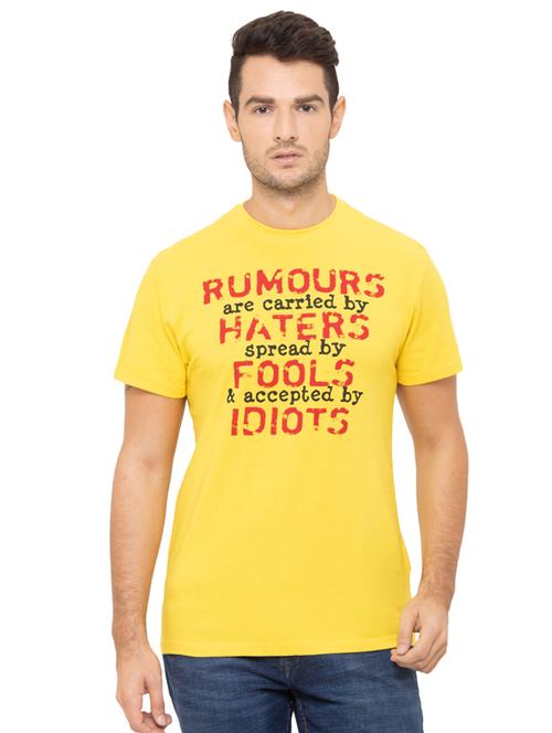 yellow typographic chest print t-shirt - 17154994 - Very Small Image - 1