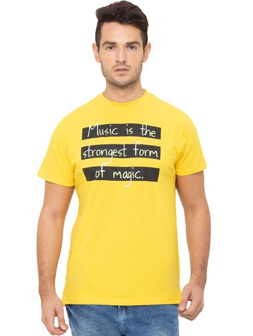 yellow typographic chest print t-shirt - 17154995 - Very Small Image - 1