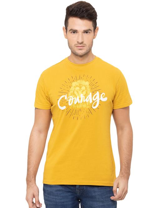 yellow chest print t-shirt - 17154996 - Very Small Image - 1