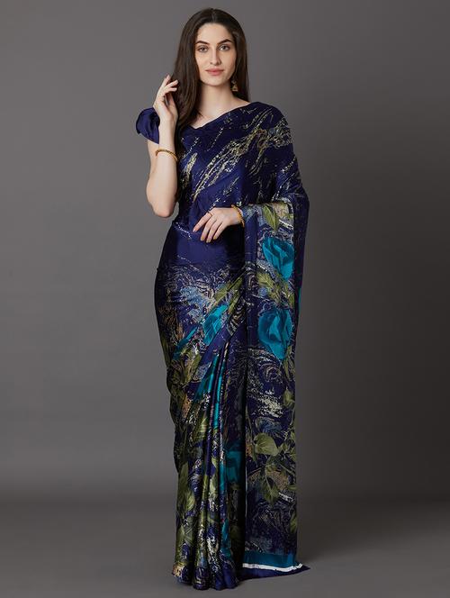 abstract printed saree with blouse - 17157891 - Very Small Image - 1