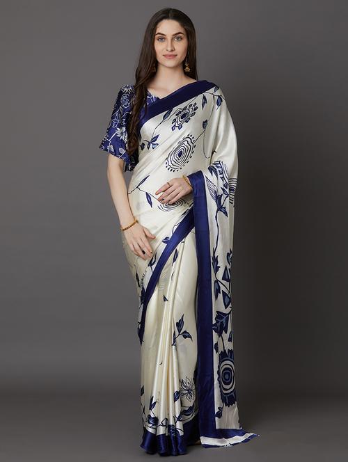 floral printed saree with blouse - 17157894 - Very Small Image - 1