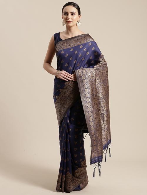 self design woven saree with blouse - 17157897 - Very Small Image - 1