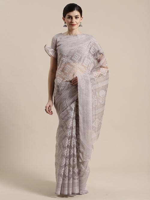 pastel printed saree with blouse - 17157908 - Very Small Image - 1