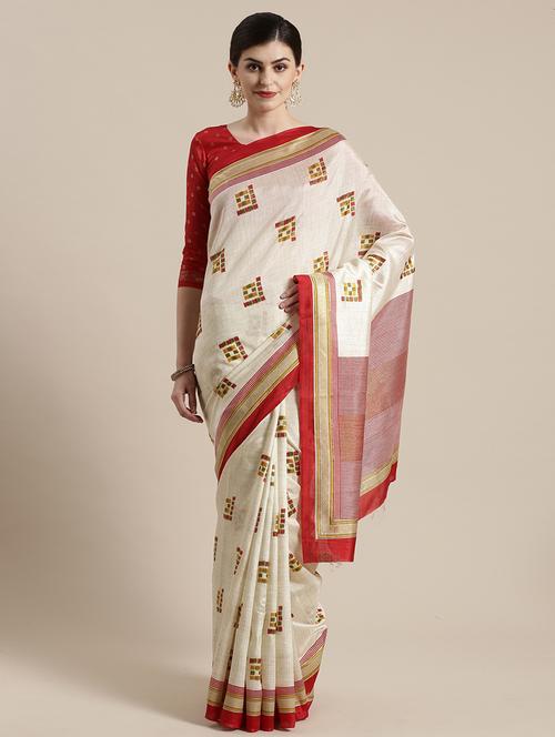 self design printed saree with blouse - 17157916 - Very Small Image - 1