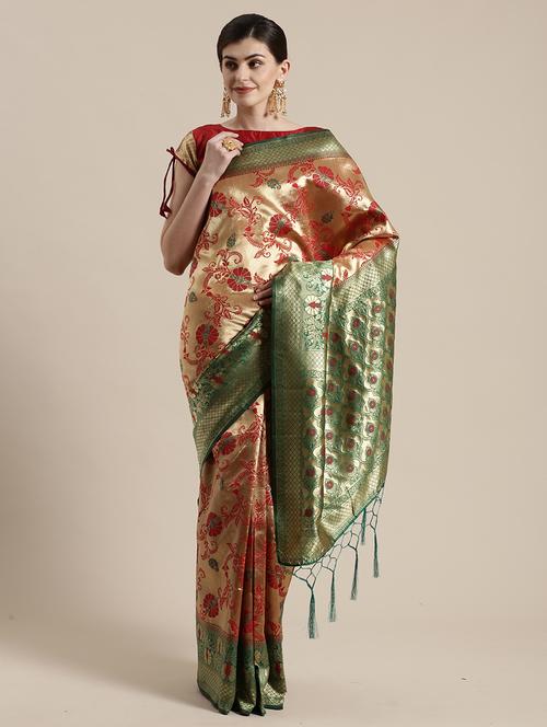 self design woven saree with blouse - 17157929 - Very Small Image - 1