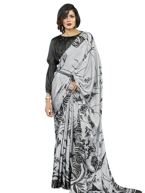 abstract printed saree with blouse - 17157943 - Very Small Image - 1
