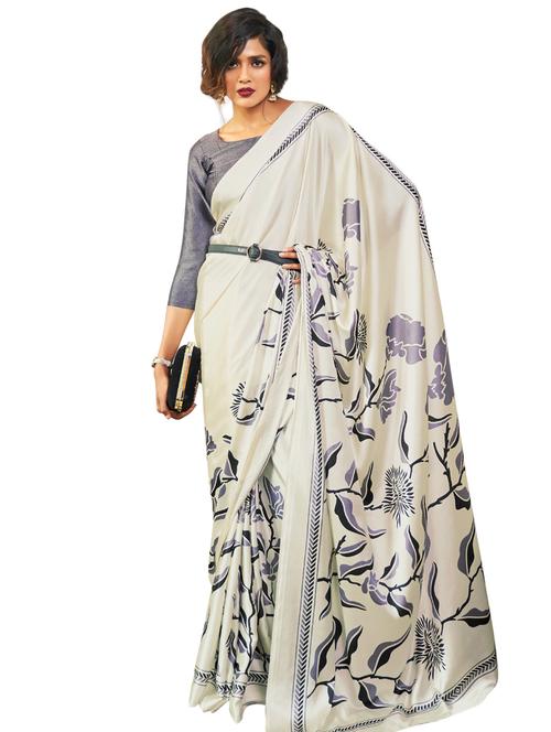 floral printed saree with blouse - 17157948 - Very Small Image - 1