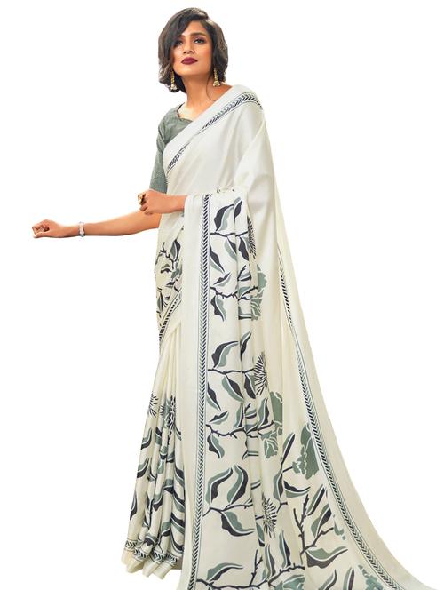 floral printed saree with blouse - 17157949 - Very Small Image - 1