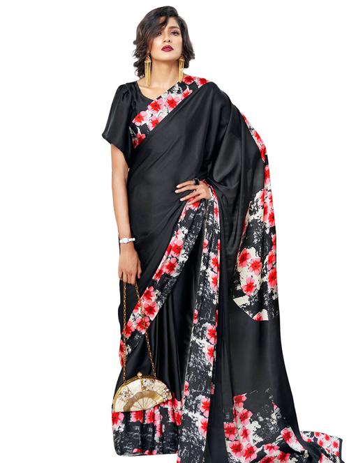 floral printed saree with blouse - 17157951 - Very Small Image - 1