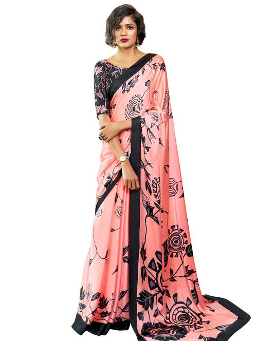 floral printed saree with blouse - 17157952 - Very Small Image - 1