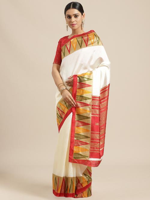 solid bordered patola saree with blouse - 17157958 - Very Small Image - 1