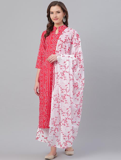 red cotton kurta salwar set - 17158239 - Very Small Image - 1