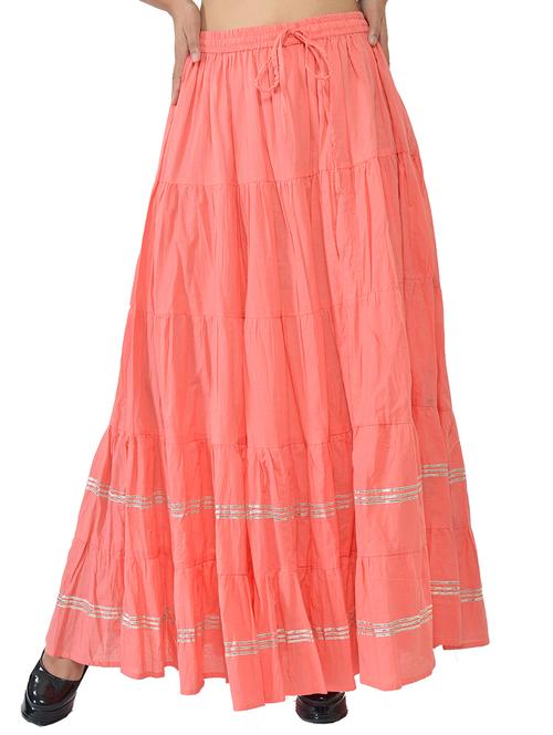 peach solid flared skirt - 17159047 - Very Small Image - 1