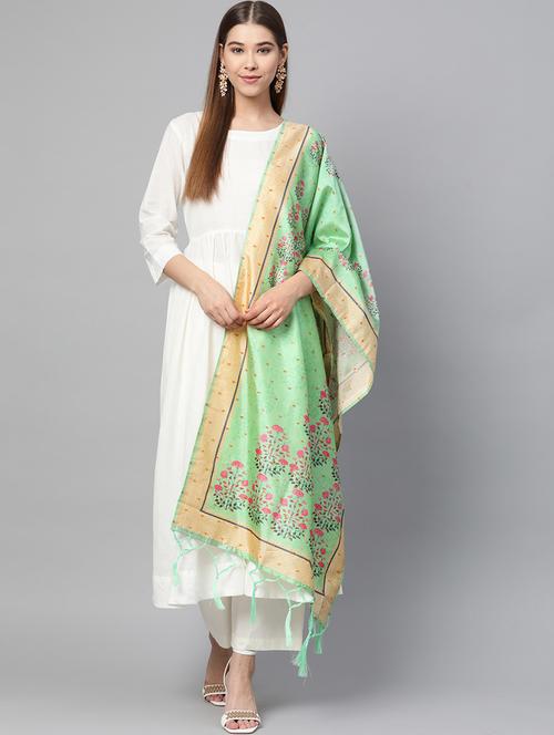 green silk dupatta - 17159809 - Very Small Image - 1