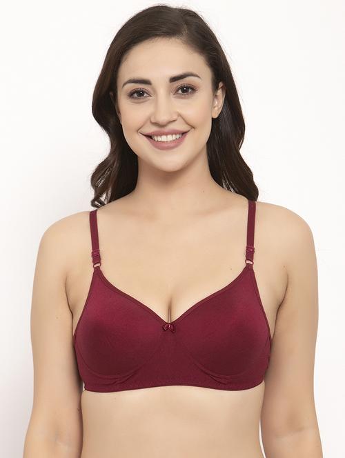 maroon cotton push up bra - 17160073 - Very Small Image - 1