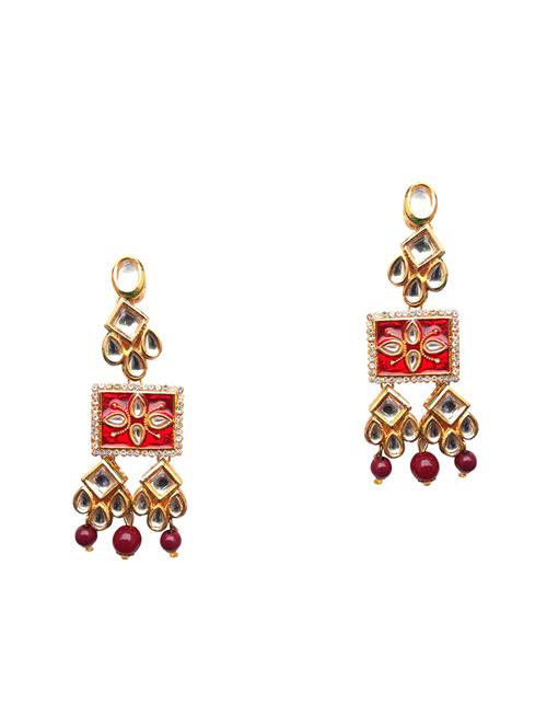red gold plated chandellier earring - 17160122 - Very Small Image - 1