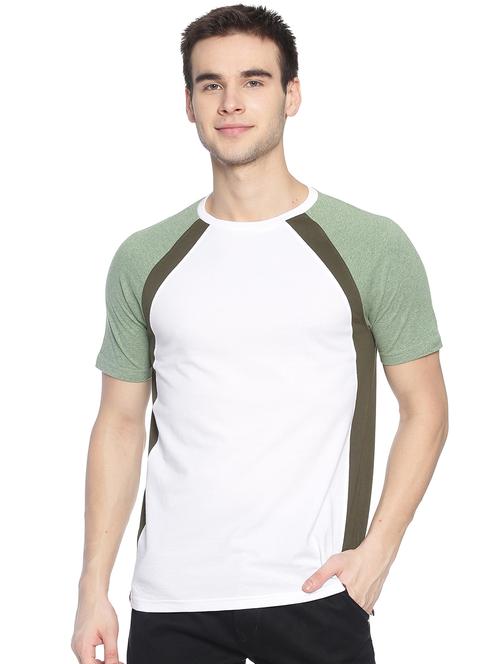 white color block raglan t-shirt - 17160445 - Very Small Image - 1