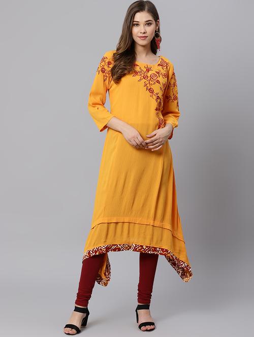 embroidered asymmetric kurta - 17160804 - Very Small Image - 1
