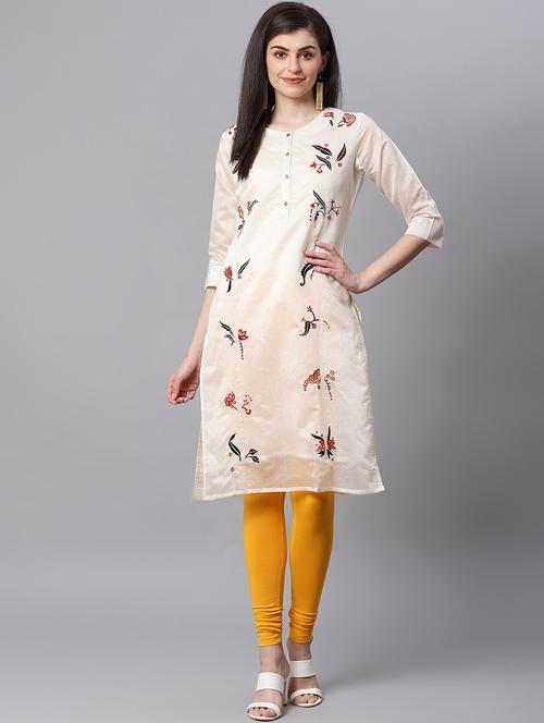 embroidered chanderi straight kurta - 17160811 - Very Small Image - 1